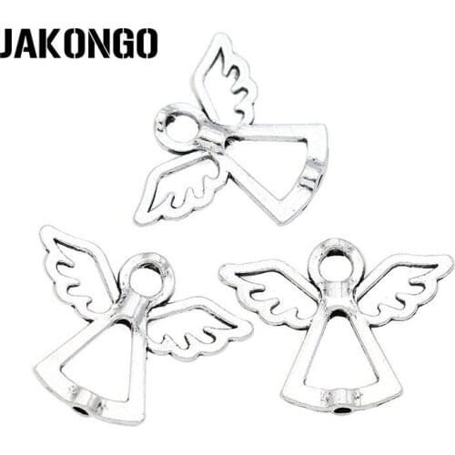 10pcs Antique Silver Plated Fairy Angel Beads Frame Pendants for Bracelet Jewelry Making DIY Handmade Craft 22x28mm