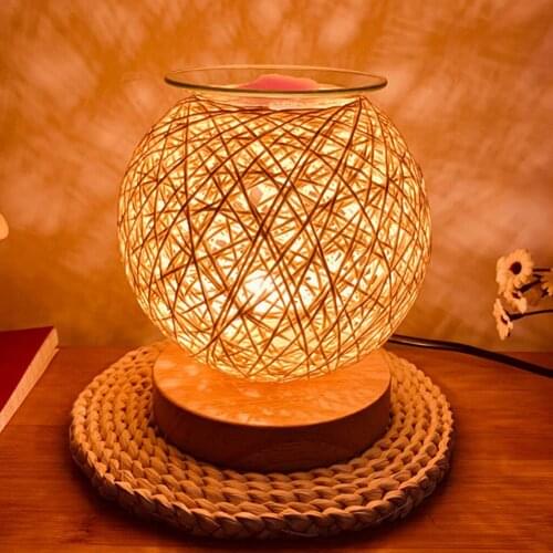 Rattan Ball Electric Wax Warmer Burner Melter Fragrance Oil Heater Aromatherapy Light Gift