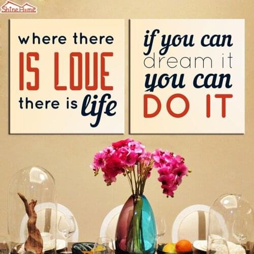 ShineHome-2pcs Modern Inspiring Wall Art Canvas Print Paintings Modular Nordic Motto Letter Picture Posters for Living Room Deco