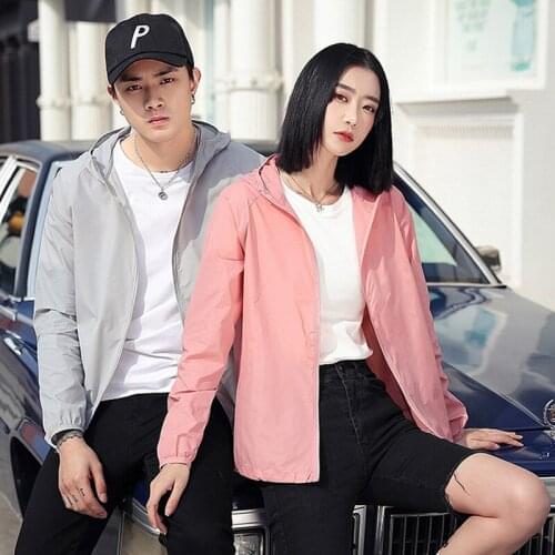 Outdoor Reflective Jacket Women Men Windbreaker Anti-uv Sun Protection Quick-dry Ultra-thin Hiking Travel Walking Jackets X261D