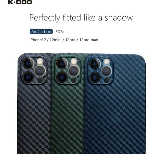 K-Doo Air Carbon ultra thin back cover 0.4mm thickness super slim carbon fiber pattern case for iphone12 /12pro/12mini/12promax