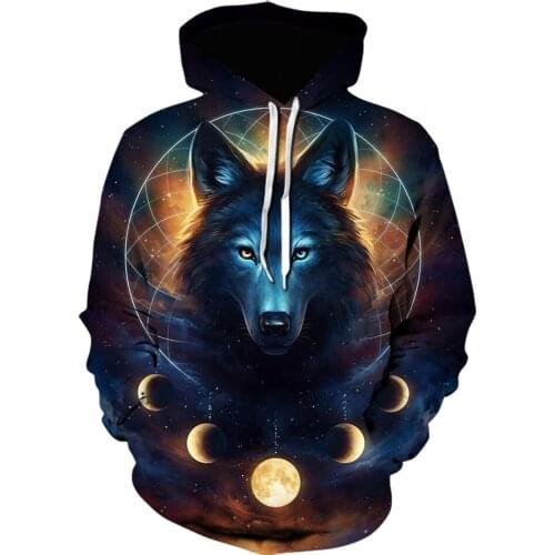 Harajuku vintage sweatshirt 2021 Newest wolf graphic hoodie 3D Animal Print Casual Men Women Hoodies autumn/winter Streetwear