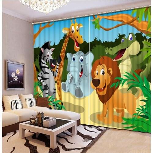 Animal patk cartoon curtains 3D Curtain Printing Blockout Polyester Photo Drapes Fabric For Room Bedroom Window curtains