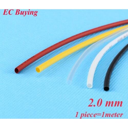 1m /pcs 2mm Heat Shrink Tubing Wire Wrap Heat-Shrink Tube 2:1 Thermo Jacket Insulation Matierial Black White Yellow Clear Red