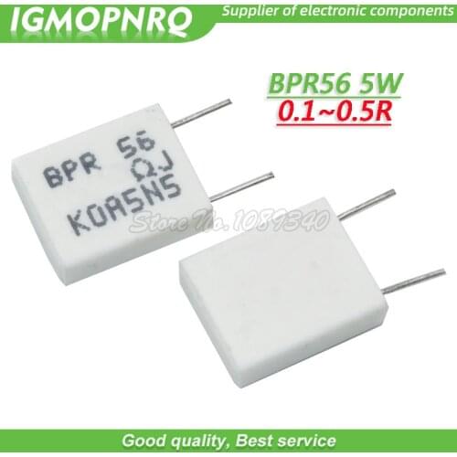 10pcs BPR56 5W 0.1R 0.15R 0.22R 0.25R 0.33R 0.5R Non-inductive Ceramic Cement Resistor 0.1 0.15 0.22 0.25 0.33 0.5 ohm