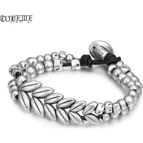 100% 3D 999 Siilver Bracelet 925 Sterling Braided Bracelet Vintage Silver Women Bracelet