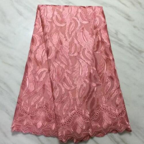100% Cotton Peach Nigerian Swiss Voile Lace Switzerland 2021 High Quality African Embroidery Lace Fabric For Wedding VMP5045