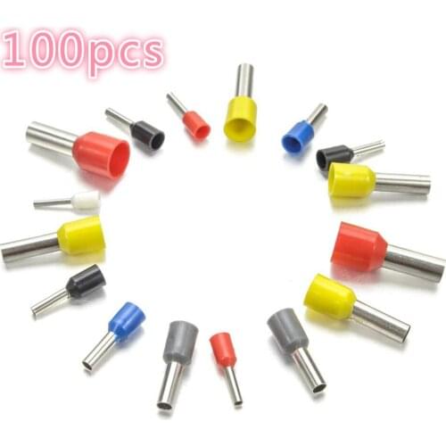 100pcs/Pack Insulated Ferrules Terminal Block Cord End Wire Connector Electrical Crimp Terminator Tubular Wire