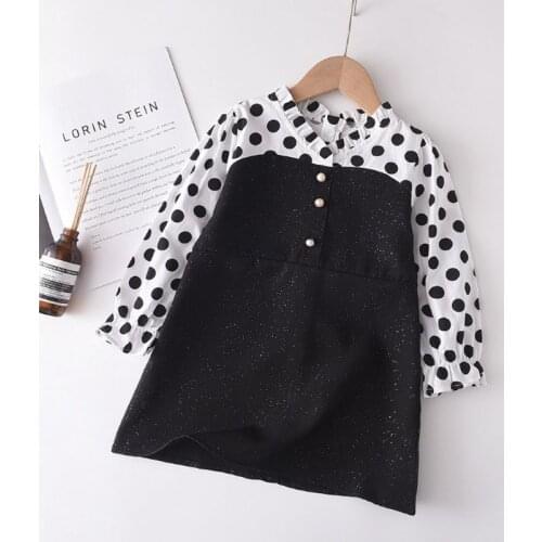 2021 Elegant Kids Polka Dot Girls Spring Autumn Dresses Children Kids Long Sleeve Clothing Girls Princess Shiny Dress