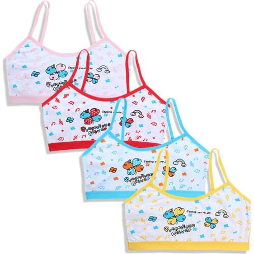 3pcs/Lot Girl Racerback Cotton Sport Training Bra Letter Print Solid Color Wide Strap Underwear