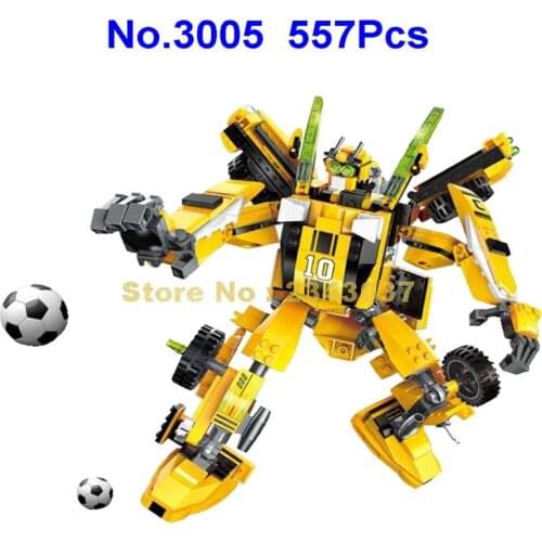 3005 557pcs Sport Soccer Football Golden Balls Robot Enlighten Building Block 4 Toy