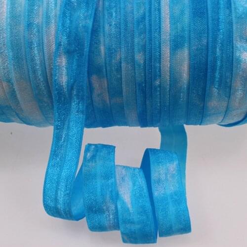5/8'' printed foe, White Foe Turquoise Tie Dye,100yards/lot, DIY headband