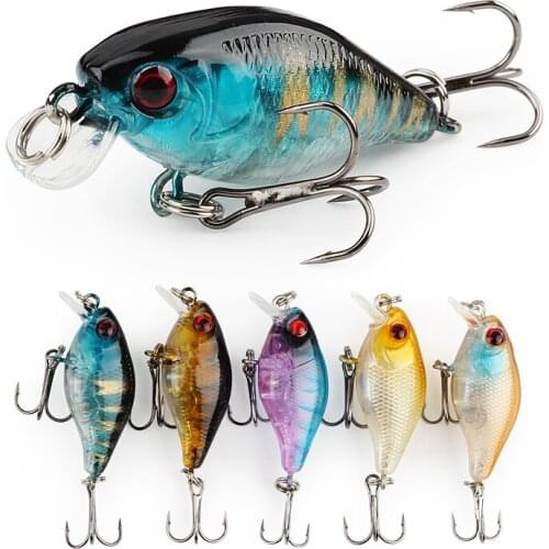 5pcs/lot 5 Color Mix Mini Hard Small Fishing Lure Bait Fat Crank Plastic Fish Lure