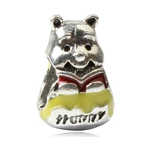 5PCS Fit Original Snake Bracelets Femme DIY Enamel Animal Bear Loose Beads Zinc Alloy Charms For DIY Women Men Necklace Pulseira