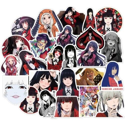 50PCS/set Kakegurui Stickers Anime Compulsive Gambler DIY Motorcycle Skateboard Laptop Guitar Suitcase Helmet Sticker