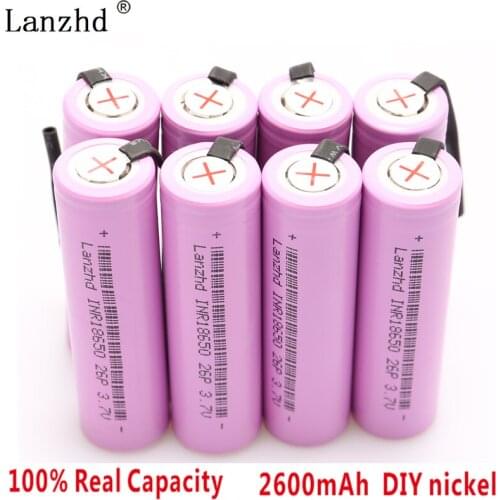8PCS DIY 18650 Battery INR18650 Nickel sheets 18650 Rechargeable Batteries Li ion Discharge 2600mAh 3.7V for Remote control