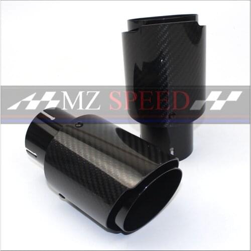 Car Carbon Fibre Glossy Exhaust System Muffler Pipe Tip Straight Universal Blue Stainless Mufflers Decorations For Akrapovic
