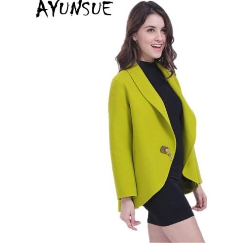 AYUNSUE 2020 Casual Double side Cashmere Womens Coats Wool Coat Female Autumn Winter Coat Women Overcoat manteau femme H396A