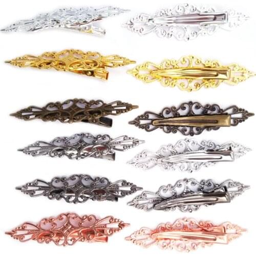 Free Ship 120piece 15x57mm Filigree Pad Hair Clips Hairgrips accessories Duckbill Clip Jewelry Findings Wholesale HCF03