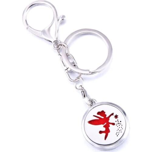 Butterfly Fairy Aroma Keychain Keyring Open Locket Stainless Steel Perfume Aromatherapy Essential Oil Diffuser Box Car Keychain