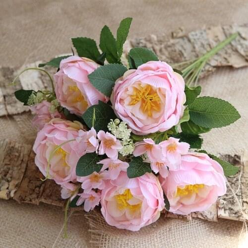 Vivid Big Peony High Quality Artificial Flowers Bouquet Autumn Winter Silk Fake Flowers Wedding Home Decoration 1PC