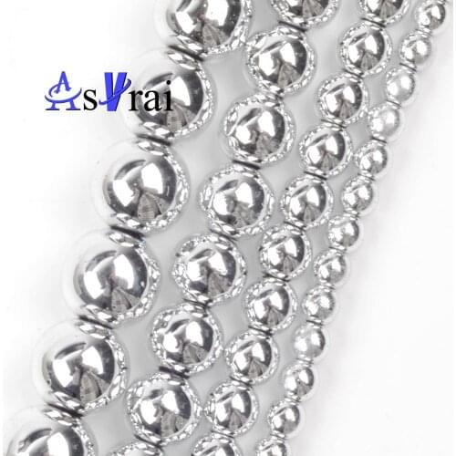 3 4 6 8 10mm Natural Stone Silver Plated Hematite Beads Round Loose Spacer Beads For Jewelry Making DIY Bracelet Necklace Charms