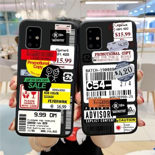 Retro Bar Code Label Case For Samsung Galaxy A21S A51 A71 A01 A11 A31 A41 A70 A50 A30 A40 A10 S20 S10 Note 20 Ultra Soft Cover