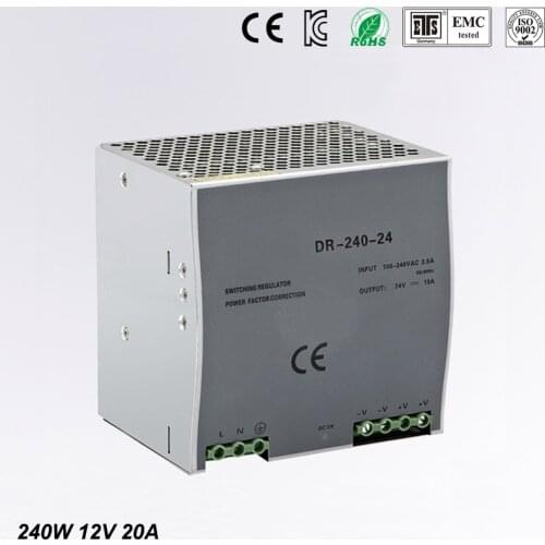 DR-240-12 Single Output LED Din Rail Power Supply Transformer 240W DC 12V 20A Output SMPS