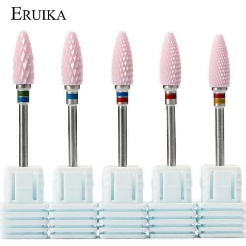 ERUIKA 1PC 3/32 " Best Pink Ceramic Nail Drill Bit Bullet Style Electric Rotary Nail File Nail Art Tools Nail Cleaner Salon Bits