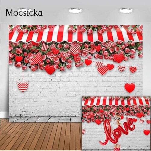 White brick Rose Flowers Wall Newborn Baby Portrait Photography Background Love Kids Floral Wedding Bridal Shower Photocall boda