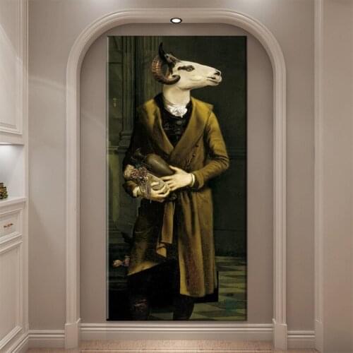 Earl of the Goat Creative Animal Oil Painting Print On Canvas Art Postes And Prints Nordic Retro Art Pictures For Living Room