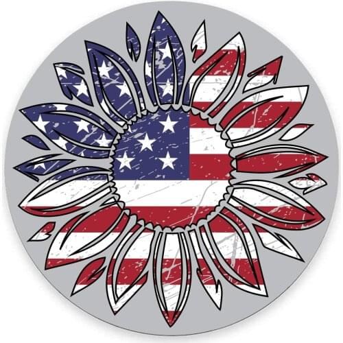 Round Mouse Pad, American Flag Mouse Pad, Design with Sunflower Gaming Mouse Mat Circular Small Mouse Pad Non-Slip