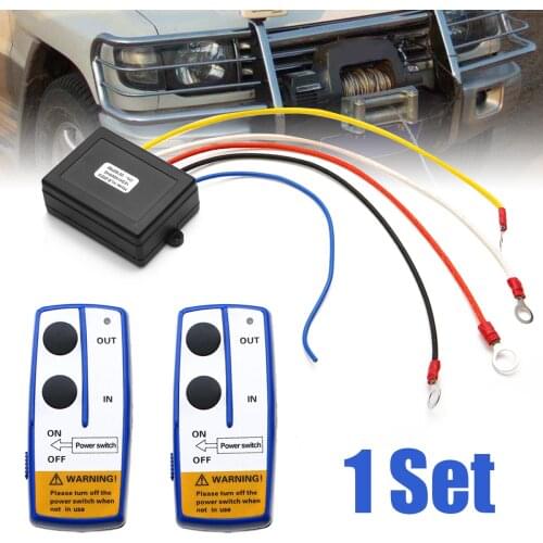For Auto ATV SUV UTV 1 SET Motorcycle 12V 50ft Winch With 2 Wireless Remote Control Switch Handset Kit 5 Wires Treyues