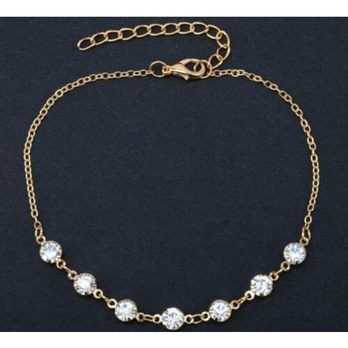 New Crystal Anklet Gold Chain Ankle Bracelet For Women Foot Jewelry Summer Beach tornozeleira Bijoux