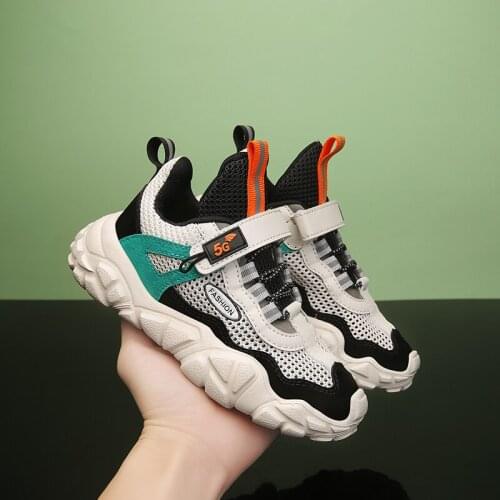 Girls' shoes, mesh, daddy shoes, big kids, childrens sports shoes, leather, waterproof, Korean version, all-match