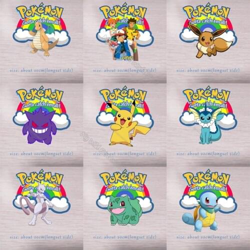 Pokemon Clothing Thermo Sticker Iron on Clothes Patches Pikachu Squirtle Eevee Hot Transfer Patch for Hoodie Shirt Pant Bag Coat