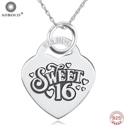 Custom Engraved Necklace, 100% Fine 925 Sterling Silver "Sweet 16" Jewelry Pendants Necklaces Special Birthday Gift GNX14537