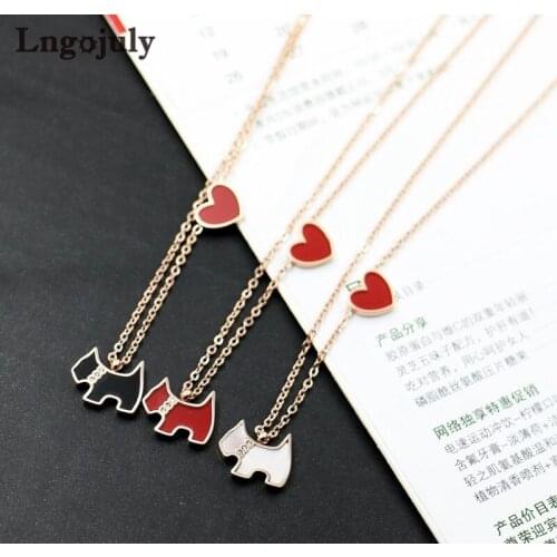 New Titanium Steel Dog&Heart Necklaces For Women Anniversary Engagement Wedding Necklace Accessoeries Jewelry Gift Wholesale