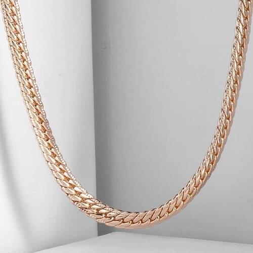 5mm Womens Mens Necklace Hammered Close Curb Cuban Chain 585 Rose Gold Filled Necklace Fashion Jewelry 20-24inch CN03
