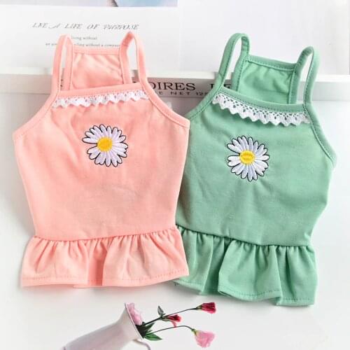 Daisy Print Dog Dress for Dogs Skirt Summer Pet Clothes Dog Dresses Clothes for Dogs Skirts Chihuahua Pet Cat Dress Ropa Perro