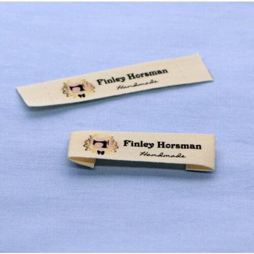 Custom Sewing Labels, Care label, Organic Cotton Ribbon Labels, Personalized Brand , Logo or Text(FR028)