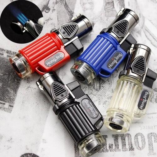Portable Spray Gun Welding Torch Lighter Triple Nozzle Butane Jet Gas Key Ring Lighter Turbo 1300 C Windproof Cigar Pipe Outdoor