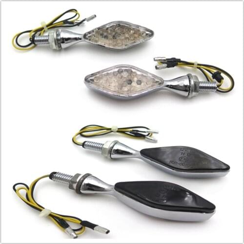 Aftermarket free shipping motorcycle parts Chrome clear 8mm Stalk Motorcycle LED Turn Signals Indicators Blinkers Lights SMOKE