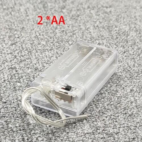 2 AA Battery Holder Box Case With Switch New 2A Battery Holder Box Case With Switch Transparent