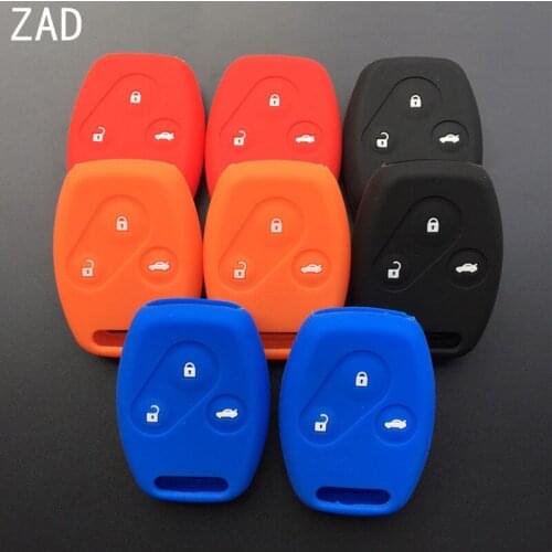ZAD Silicone Key Case For HONDA Accord Pilot CR-V CRV Civic Car Styling 3 Buttons Remote Cover Key Case shell holder set