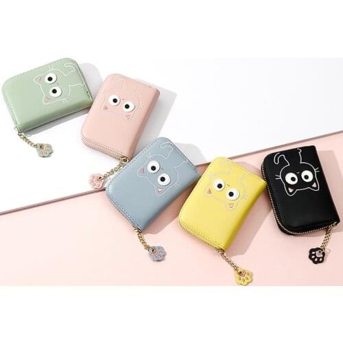 Cute PU Leather Function Card Case Business Card Holder Women Credit Passport Card Bag ID Passport Card Wallet