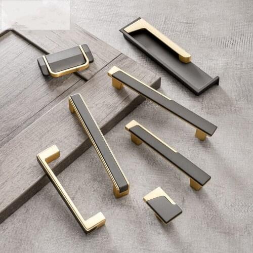 Modern Gold Gray Kitchen Hidden Handle Zinc Alloy Cabinet Knobs and Handles Fashion Drawer Knobs Pulls Furniture Hardware