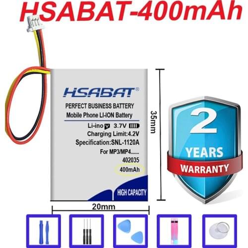 Top Brand 100% New 400mAh 402035 042035 Lithium Polymer Battery for MP3 MP4 MP5 battery Bluetooth headset Lipo cell in stock