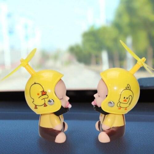 Funny Car Dashboard Decoration Accessories P Acifier Doll With Bamboo Dragonfly Helmet Creative Doll Car Accessories Dropship