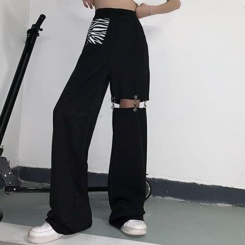 Womens Pants Vintage Baggy High Waist Harajuku Trouser Femme Black Straight Casual Versatile Sense of Design Streetwear Pants